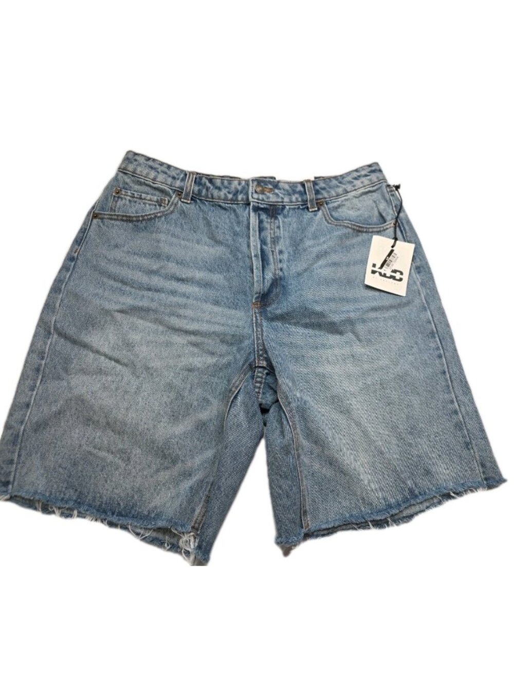 By Kahlana Womens LP Baggy Denim Jorts Light Wash Raw Hem Y2K. WL70